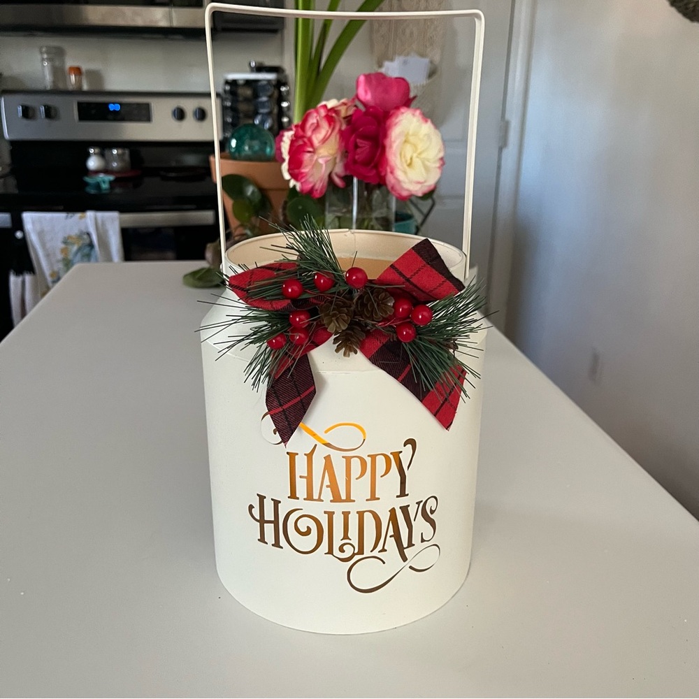 Happy Holidays Metal Faux Candle Christmas Table Decor